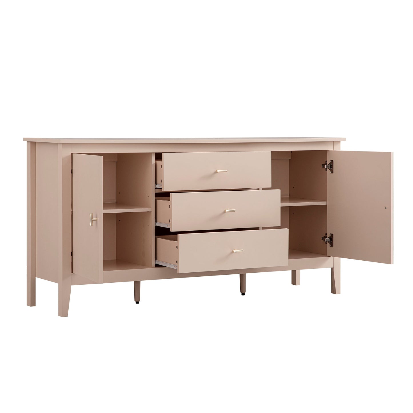 Buffet large Oakham avec tiroirs, rose nude