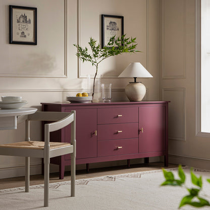 Buffet large Oakham avec tiroirs, cerisier sauvage