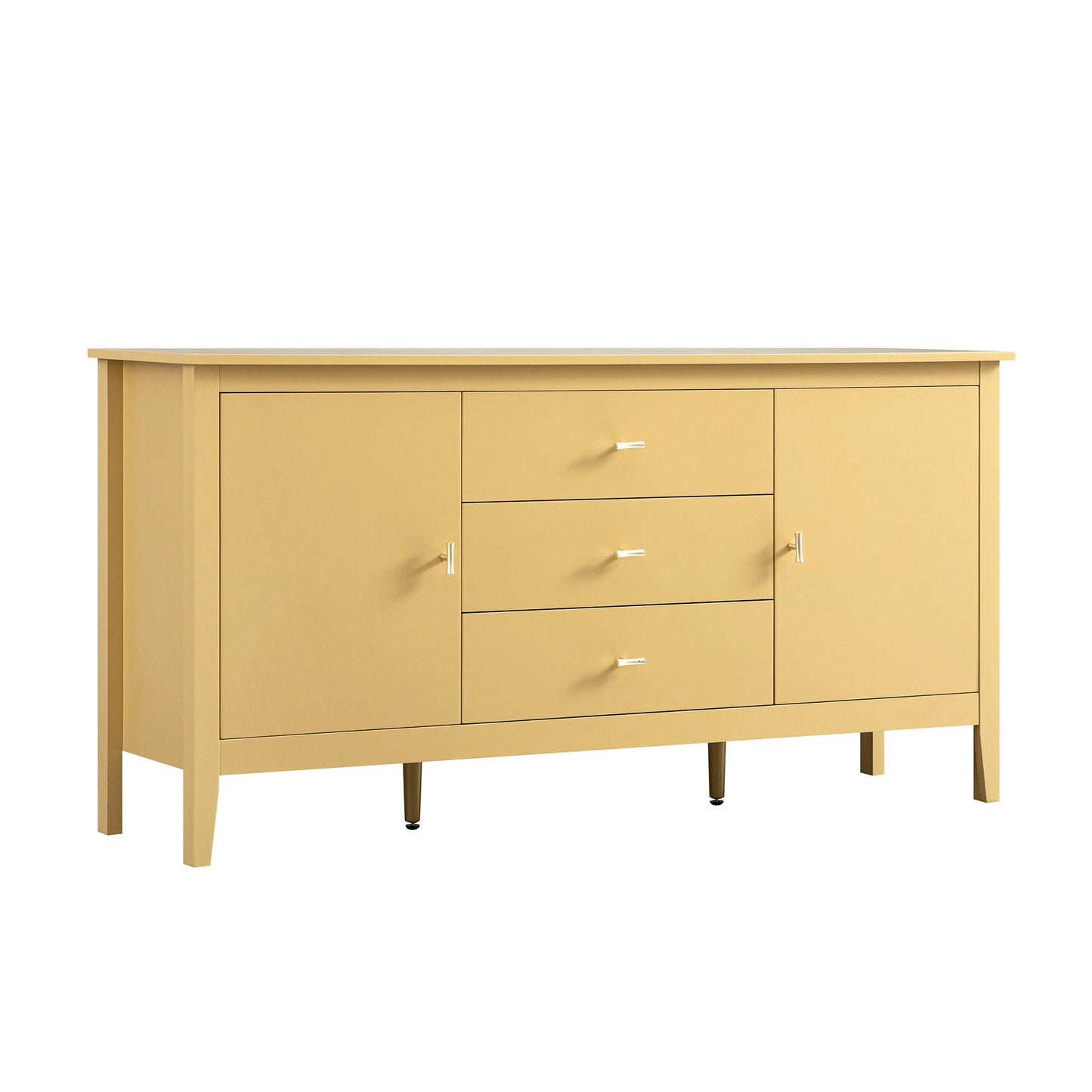 Buffet large Oakham avec tiroirs, rotin jaune