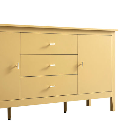 Buffet large Oakham avec tiroirs, rotin jaune