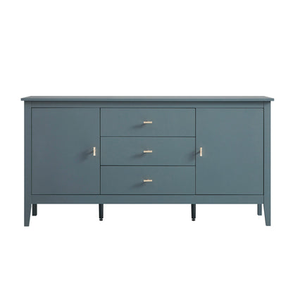 Buffet large Oakham avec tiroirs, bleu orage