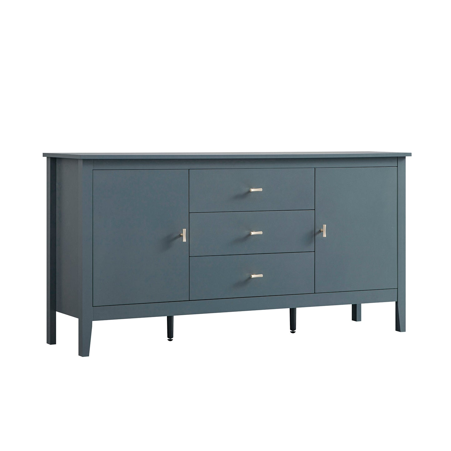 Buffet large Oakham avec tiroirs, bleu orage