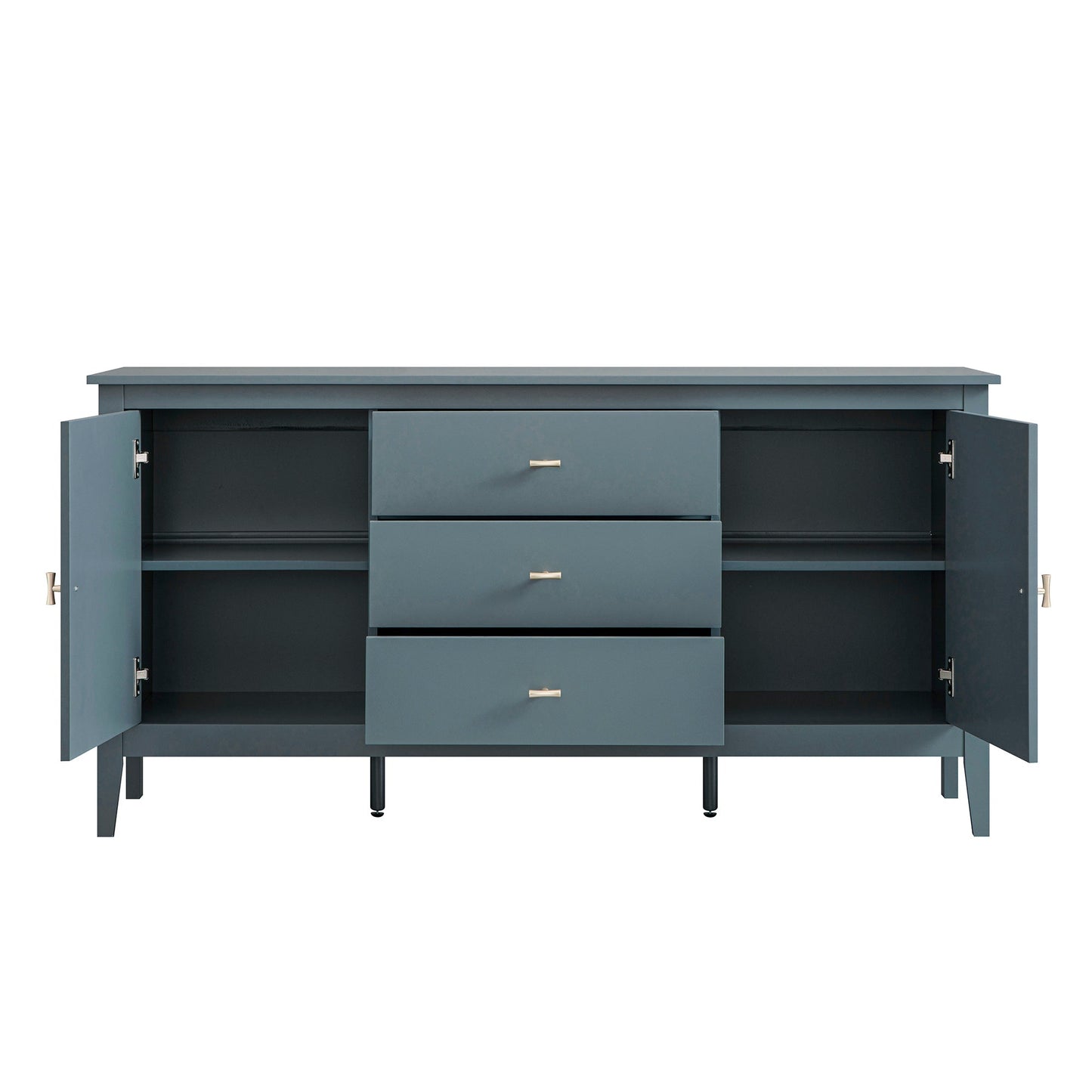 Buffet large Oakham avec tiroirs, bleu orage