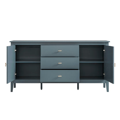Buffet large Oakham avec tiroirs, bleu orage
