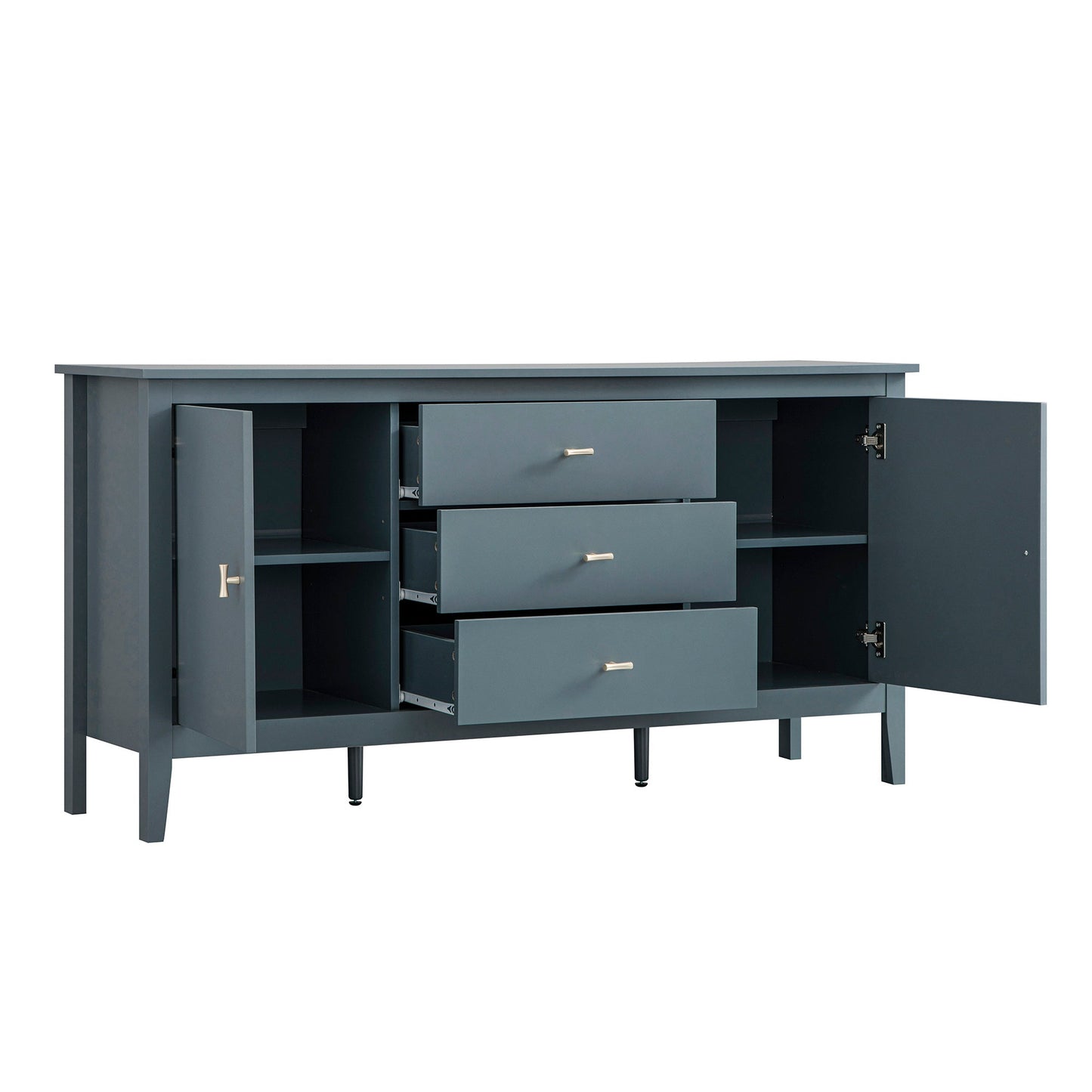 Buffet large Oakham avec tiroirs, bleu orage