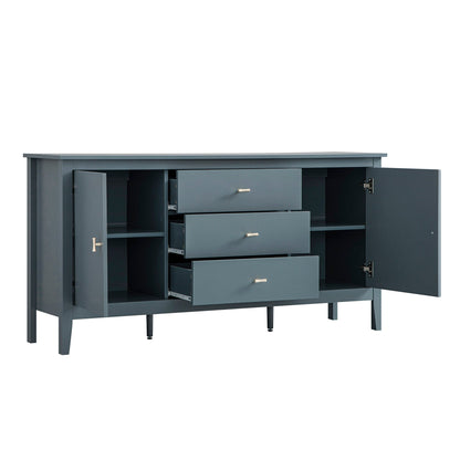 Buffet large Oakham avec tiroirs, bleu orage
