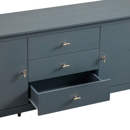 Buffet large Oakham avec tiroirs, bleu orage
