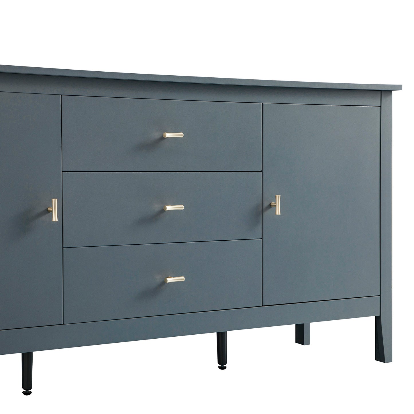 Buffet large Oakham avec tiroirs, bleu orage