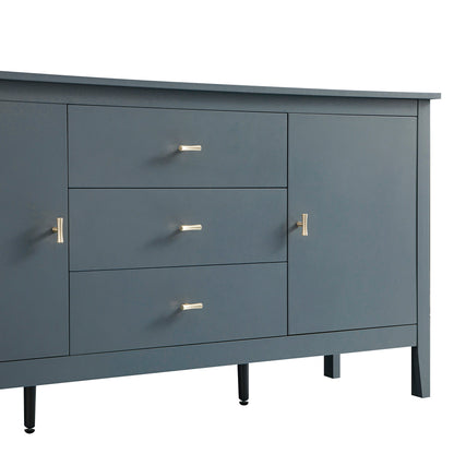 Buffet large Oakham avec tiroirs, bleu orage