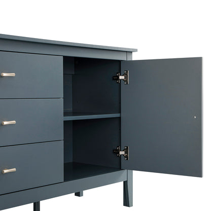 Buffet large Oakham avec tiroirs, bleu orage