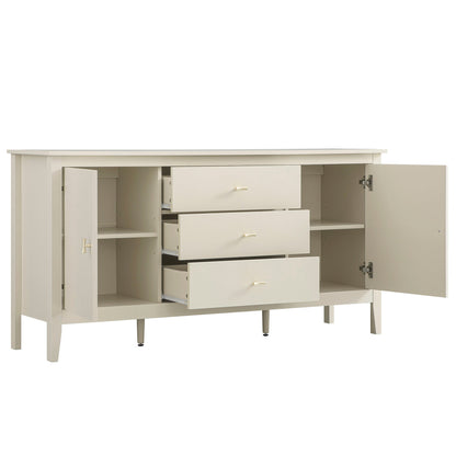 Buffet large Oakham avec tiroirs, blanc ombré