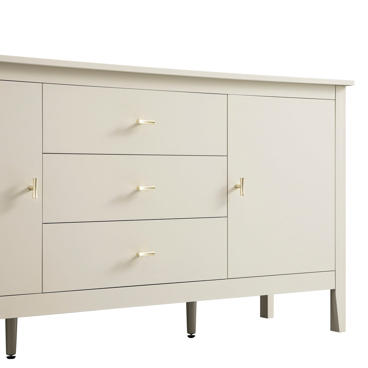 Buffet large Oakham avec tiroirs, blanc ombré