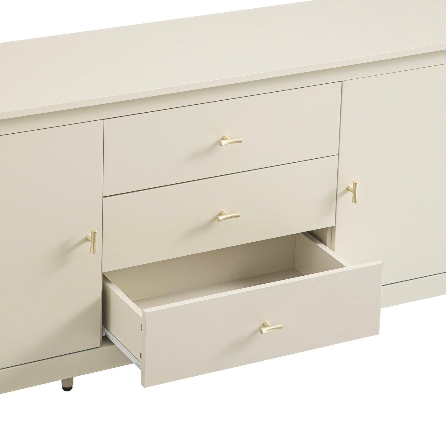 Buffet large Oakham avec tiroirs, blanc ombré