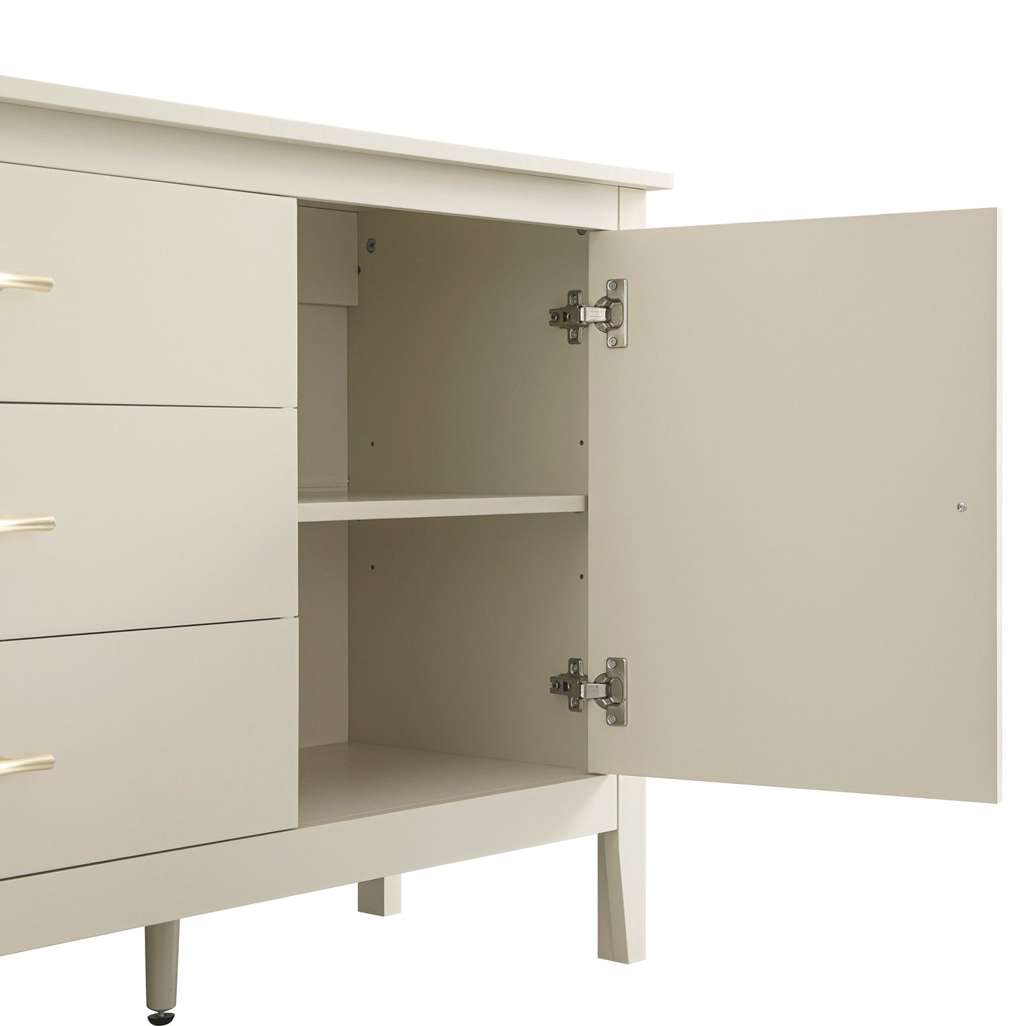 Buffet large Oakham avec tiroirs, blanc ombré