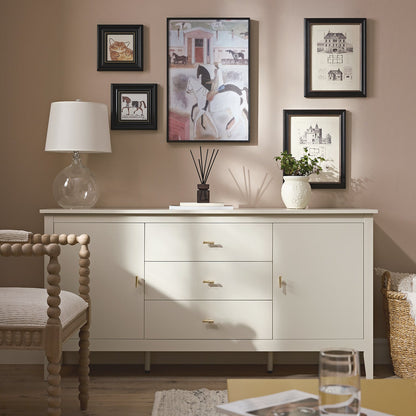 Buffet large Oakham avec tiroirs, blanc ombré
