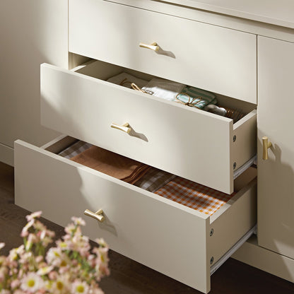 Buffet large Oakham avec tiroirs, blanc ombré