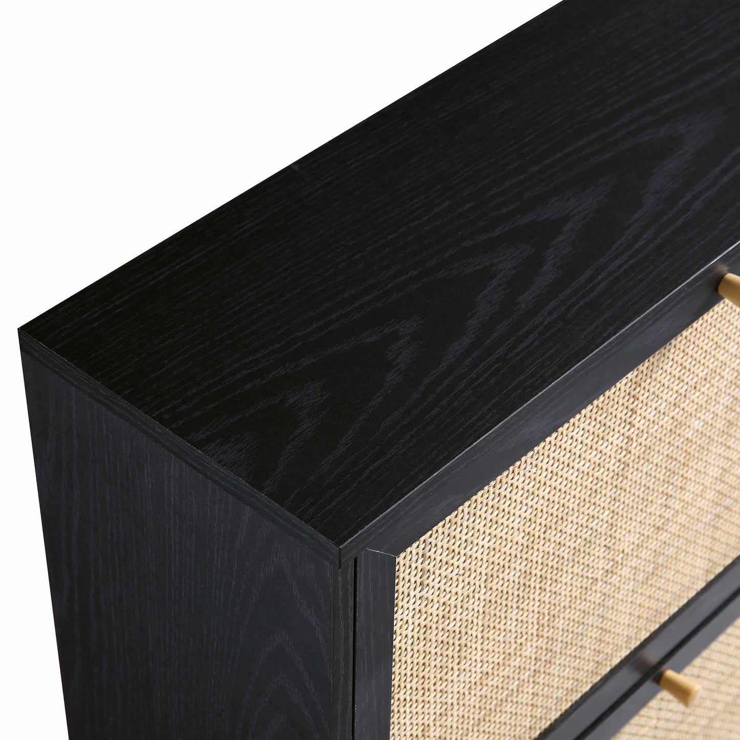 Meuble de rangement à chaussures à 3 niveaux en rotin Frances, noir