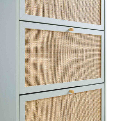 Meuble de rangement à chaussures à 3 niveaux en rotin Frances, menthe