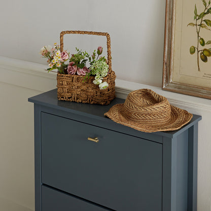 Meuble à chaussures à 2 niveaux Oakham, bleu orageux