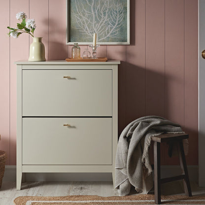 Meuble à chaussures à 2 niveaux Oakham, blanc ombré