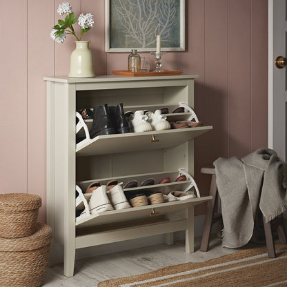 Meuble à chaussures à 2 niveaux Oakham, blanc ombré