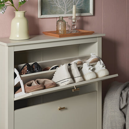 Meuble à chaussures à 2 niveaux Oakham, blanc ombré