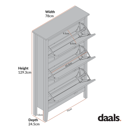 Meuble à chaussures à 3 niveaux Oakham, bleu orageux