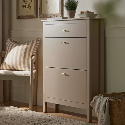 Meuble à chaussures Oakham à 2 niveaux avec tiroir supérieur, gris foncé