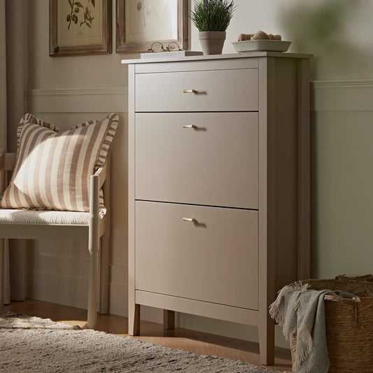 Meuble à chaussures Oakham à 2 niveaux avec tiroir supérieur, gris foncé