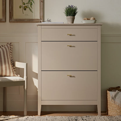 Meuble à chaussures Oakham à 2 niveaux avec tiroir supérieur, gris foncé