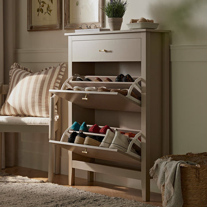 Meuble à chaussures Oakham à 2 niveaux avec tiroir supérieur, gris foncé