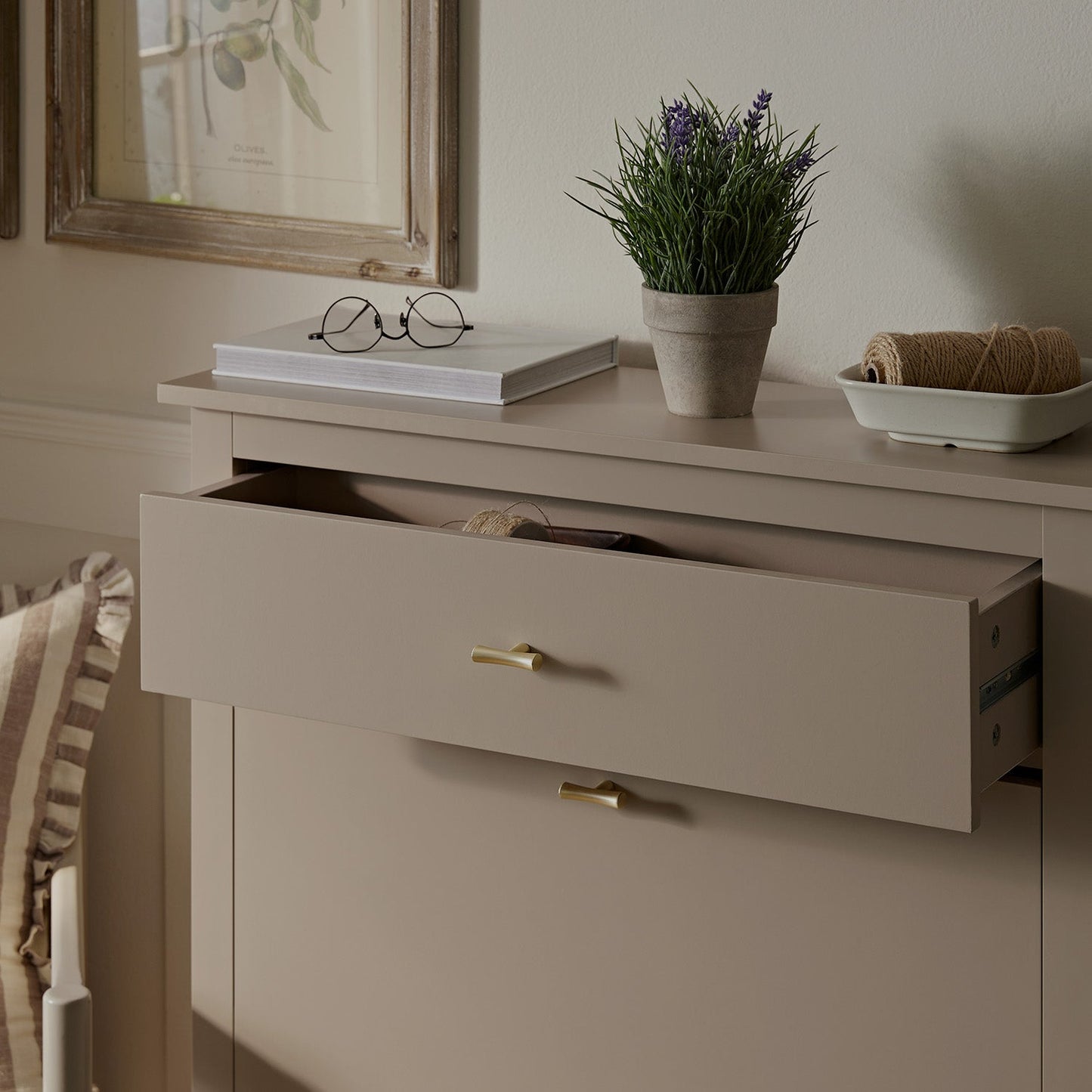 Meuble à chaussures Oakham à 2 niveaux avec tiroir supérieur, gris foncé