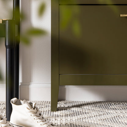 Meuble à chaussures Oakham à 2 niveaux avec tiroir supérieur, Olive Grove