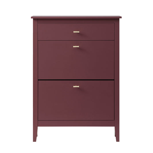 Meuble à chaussures Oakham à deux niveaux avec tiroir supérieur, cerisier sauvage