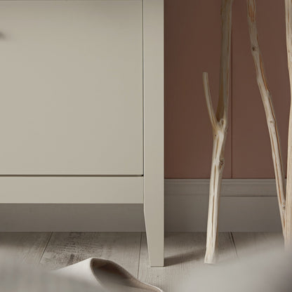 Meuble à chaussures Oakham à deux niveaux avec tiroir supérieur, blanc ombré