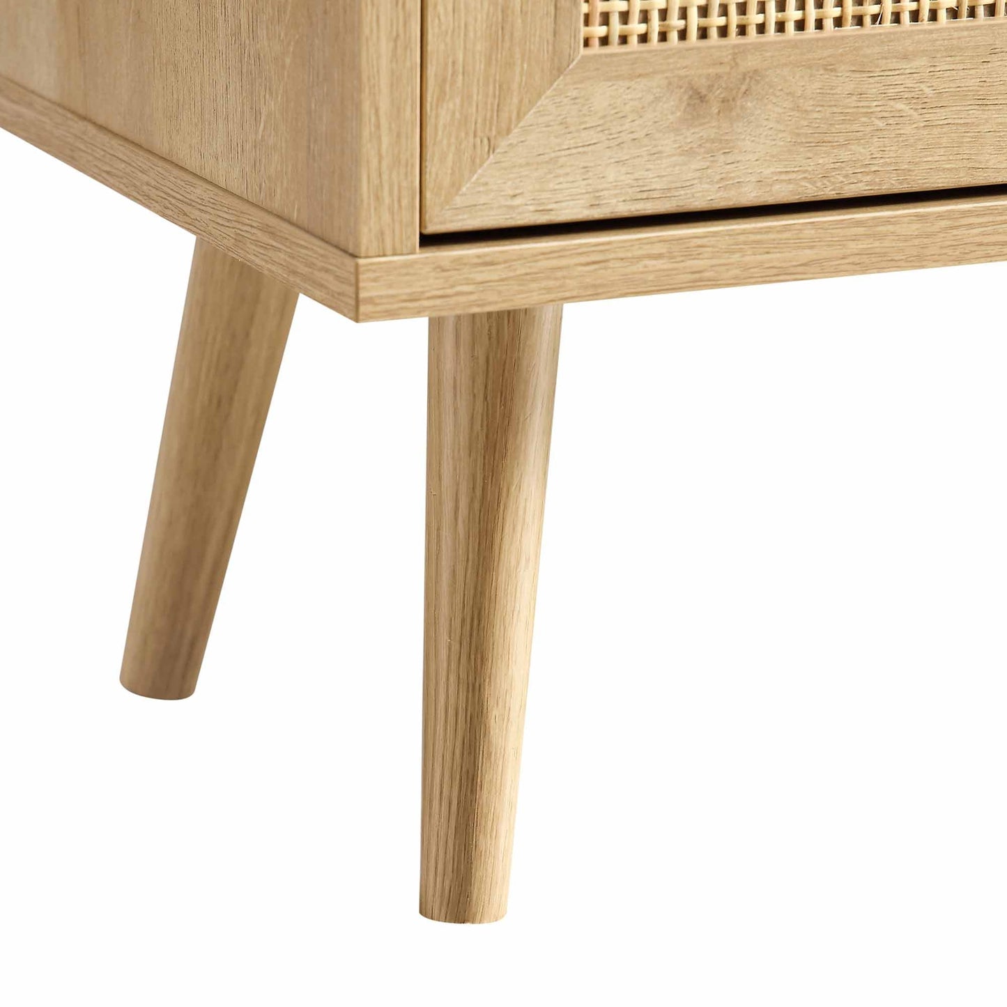 Bibliothèque haute en rotin tressé Frances avec portes, couleur naturelle