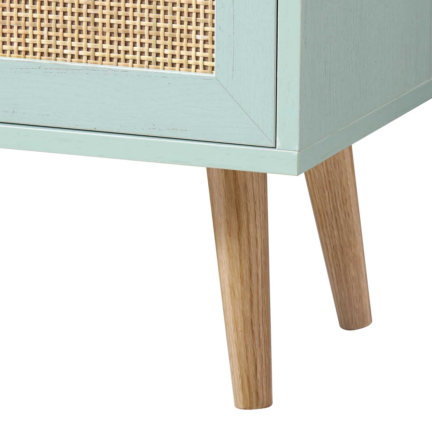 Bibliothèque en rotin tressé Frances avec portes, menthe