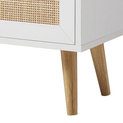 Bibliothèque en rotin tressé Frances avec portes, blanc