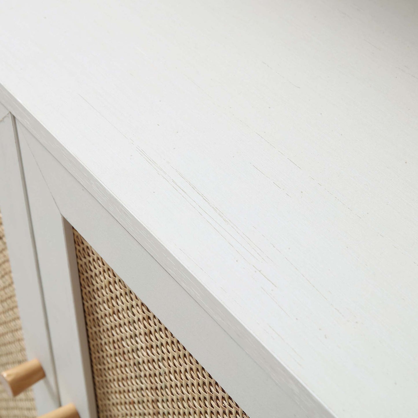 Bibliothèque en rotin tressé Frances avec portes, blanc