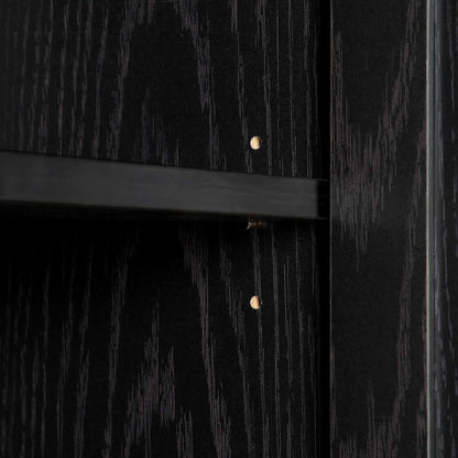 Meuble de salle de bain haut en rotin tressé Frances, noir