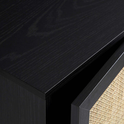 Meuble de salle de bain haut en rotin tressé Frances, noir