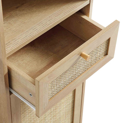 Meuble de salle de bain haut en rotin tressé Frances, naturel