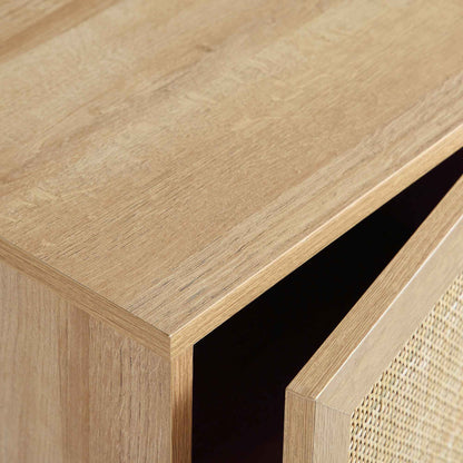 Meuble de salle de bain haut en rotin tressé Frances, naturel