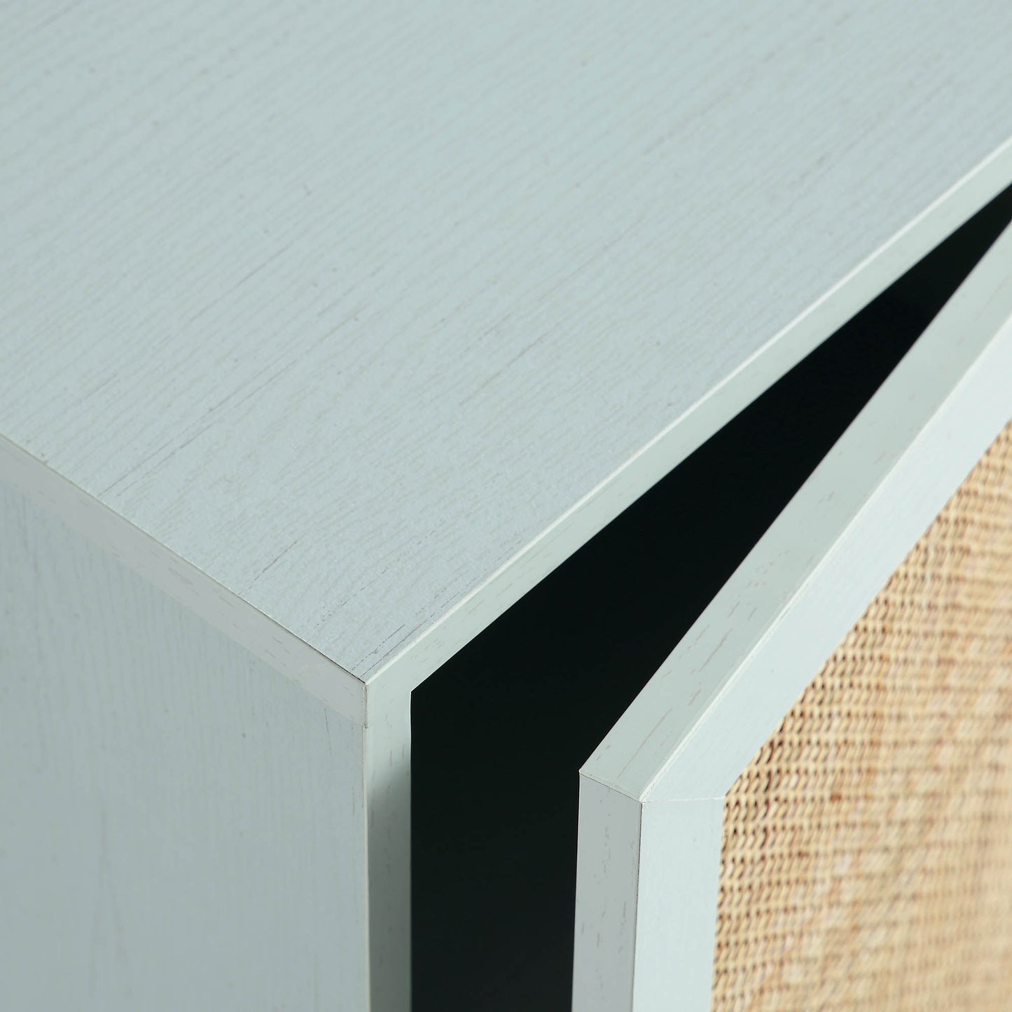 Meuble de salle de bain haut en rotin tressé Frances, vert menthe