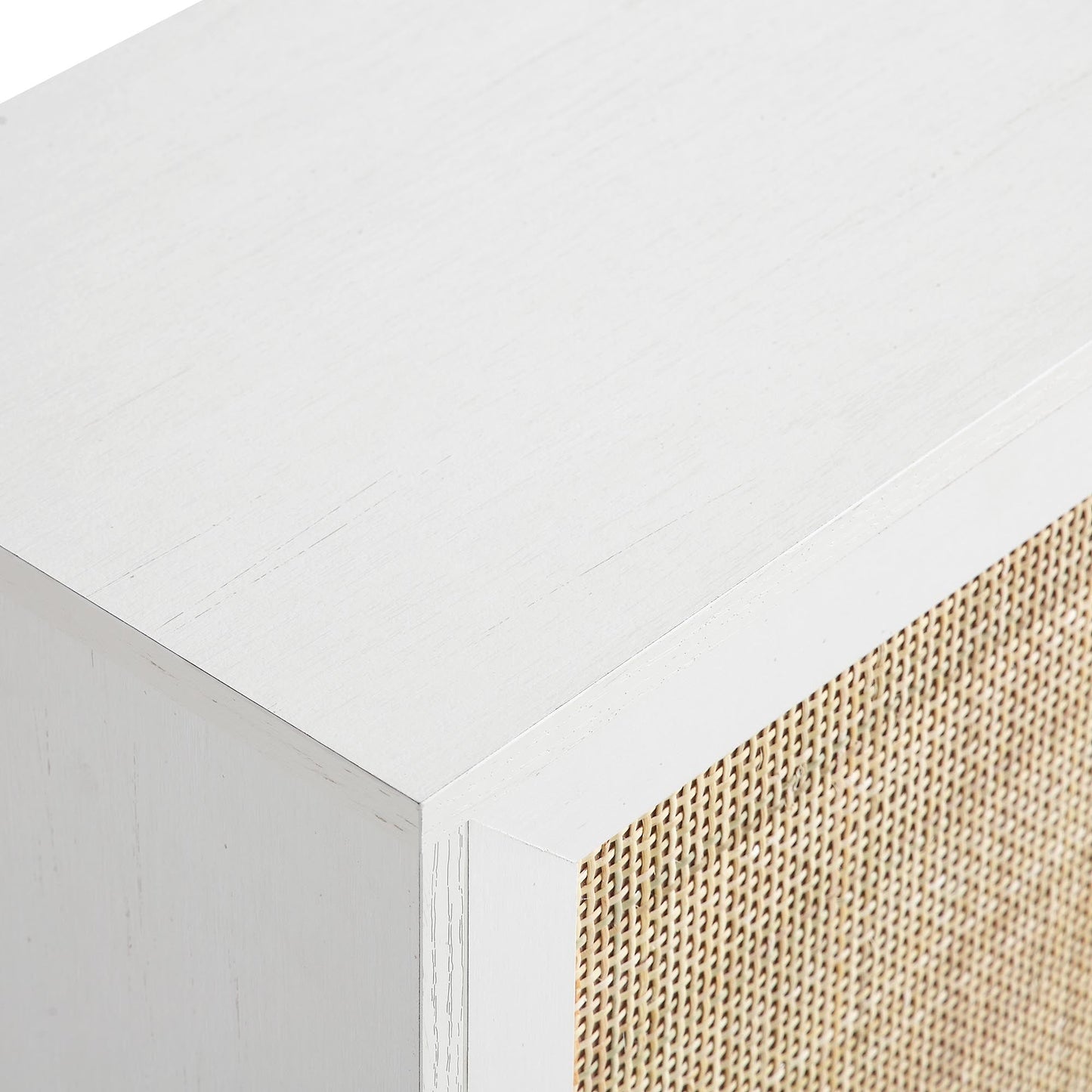 Meuble de salle de bain haut en rotin tressé Frances, blanc