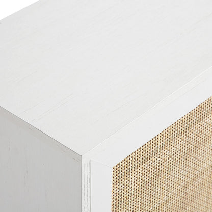 Meuble de salle de bain haut en rotin tressé Frances, blanc