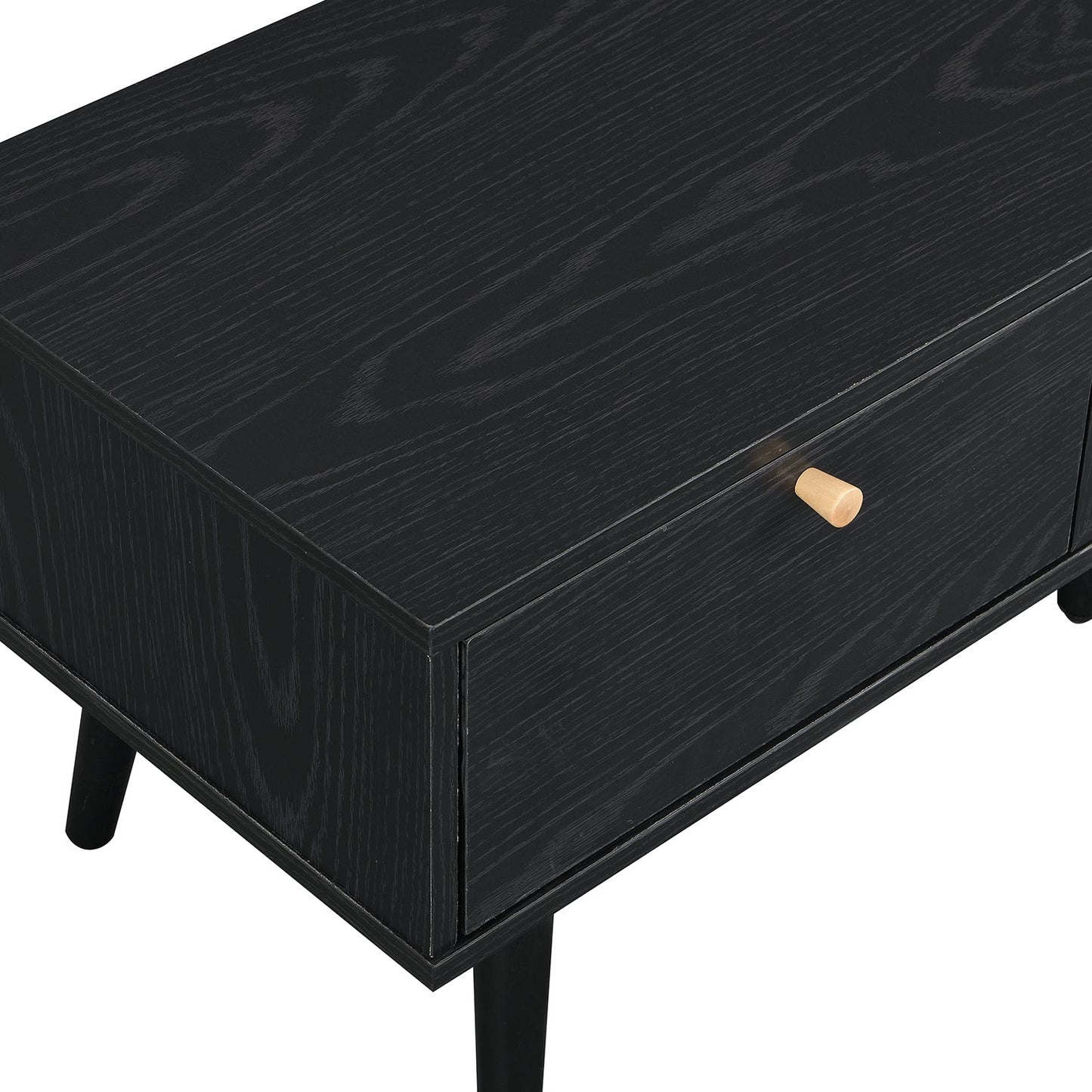 Meuble TV 3 tiroirs Anya en rotin tressé noir