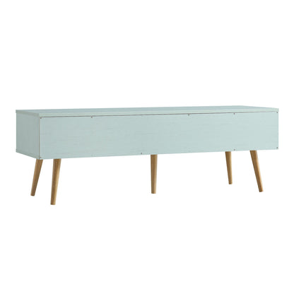 Meuble TV Anya en rotin tressé à 3 tiroirs, menthe