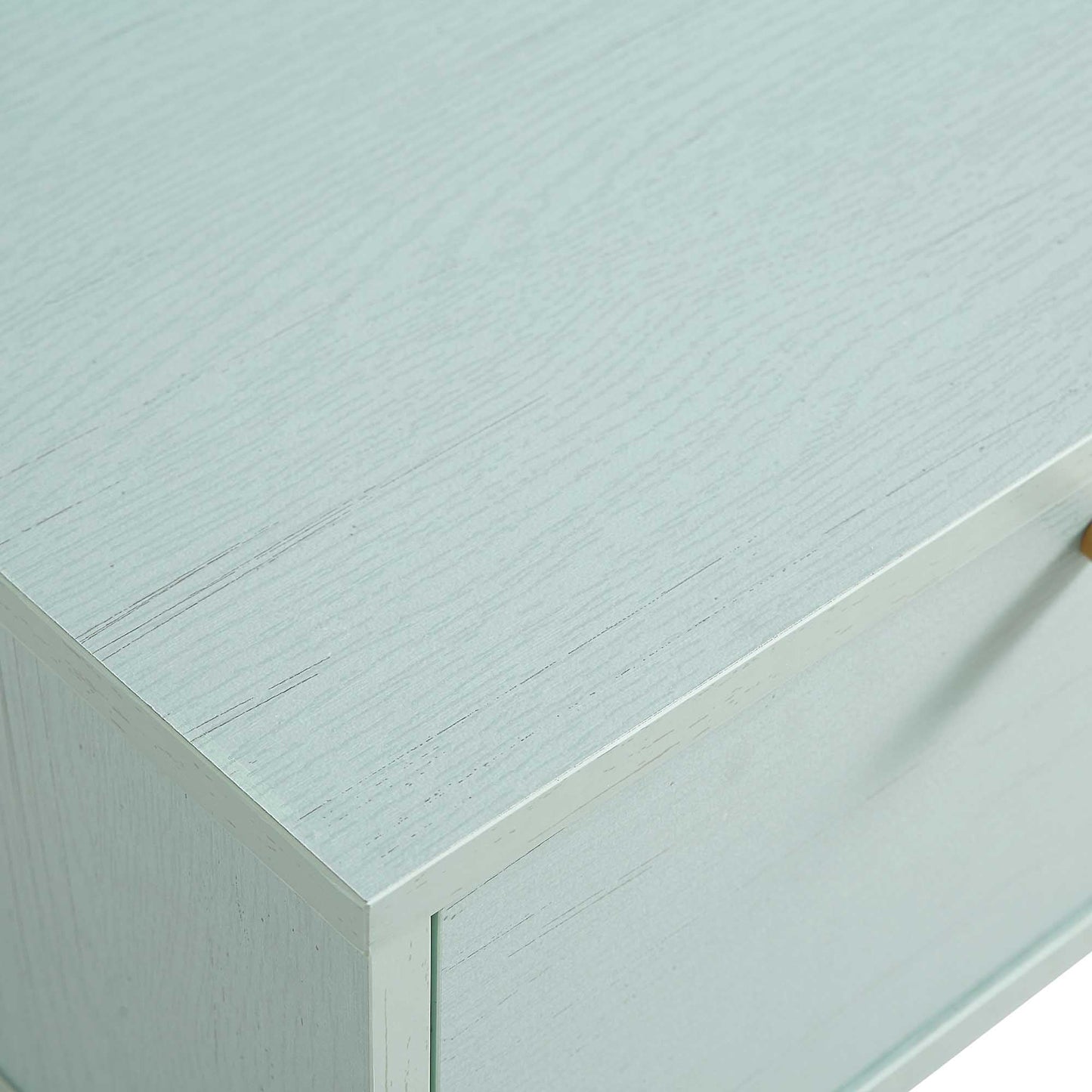 Meuble TV Anya en rotin tressé à 3 tiroirs, menthe