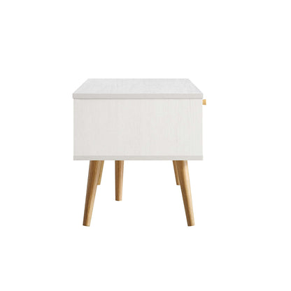 Meuble TV Anya à 3 tiroirs en rotin tressé blanc